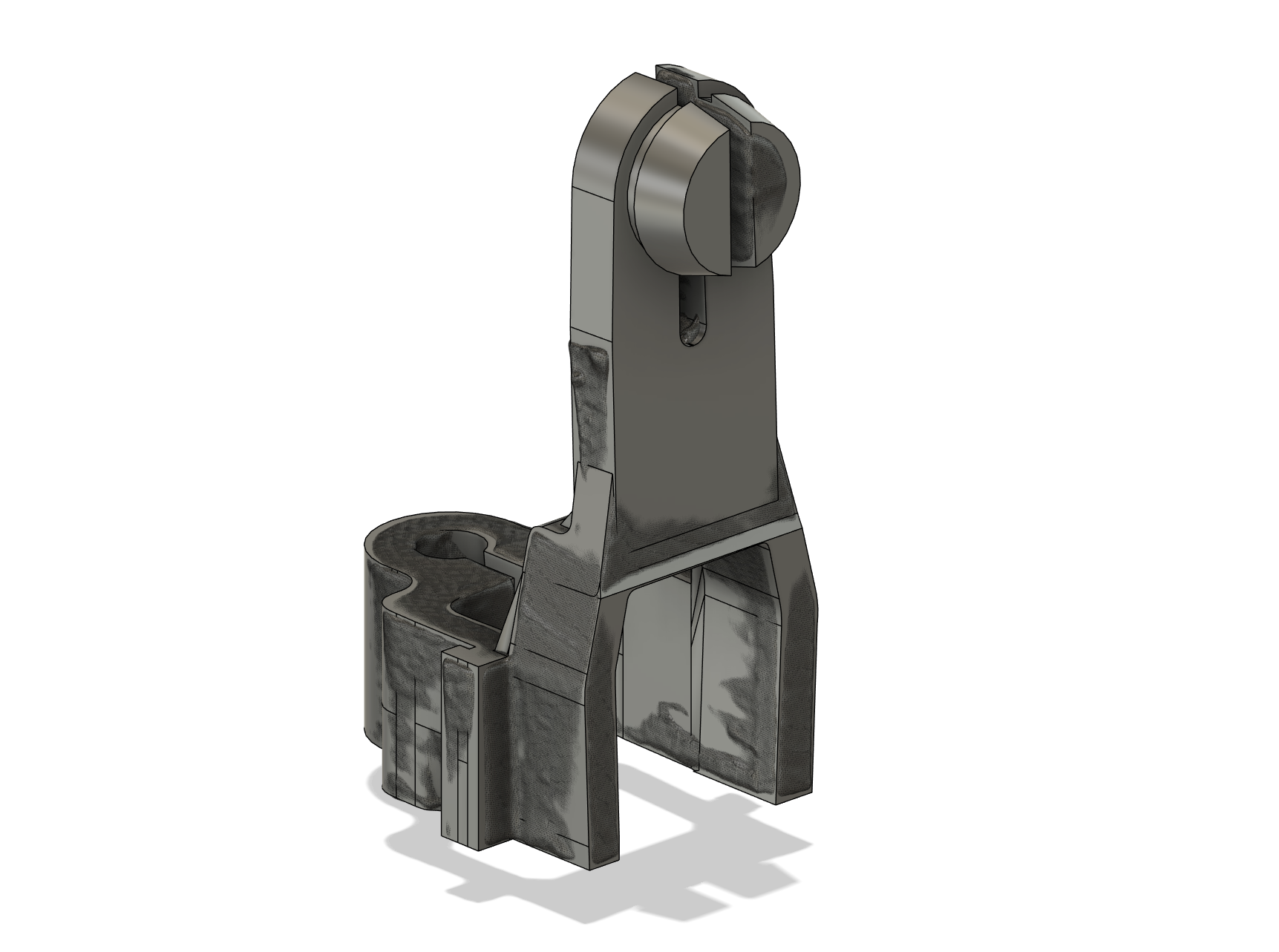 Modeled and scanned part compared, in this instance the scanned point cloud is used to verify the dimensions of the modeled part.